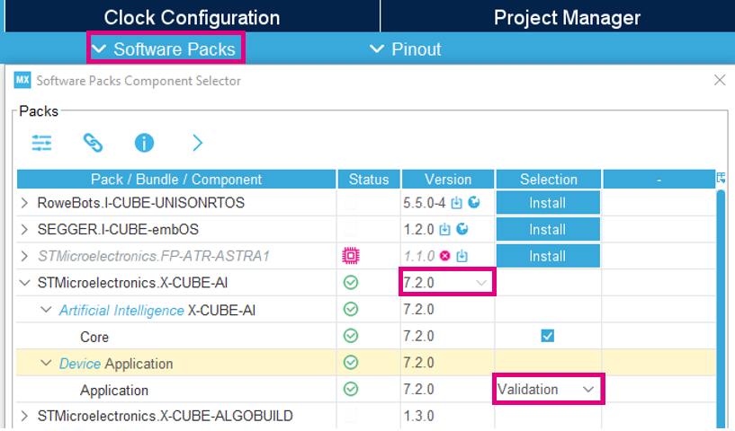 STM32CubeAI software pack