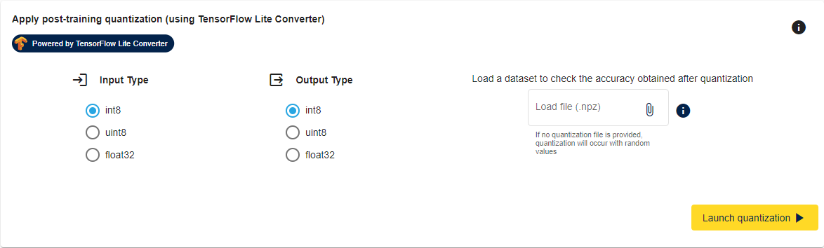 ST Edge AI Developer Cloud: launch quantization