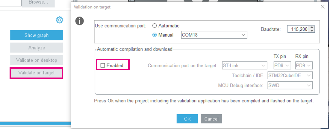 STM32CubeAI validation on target