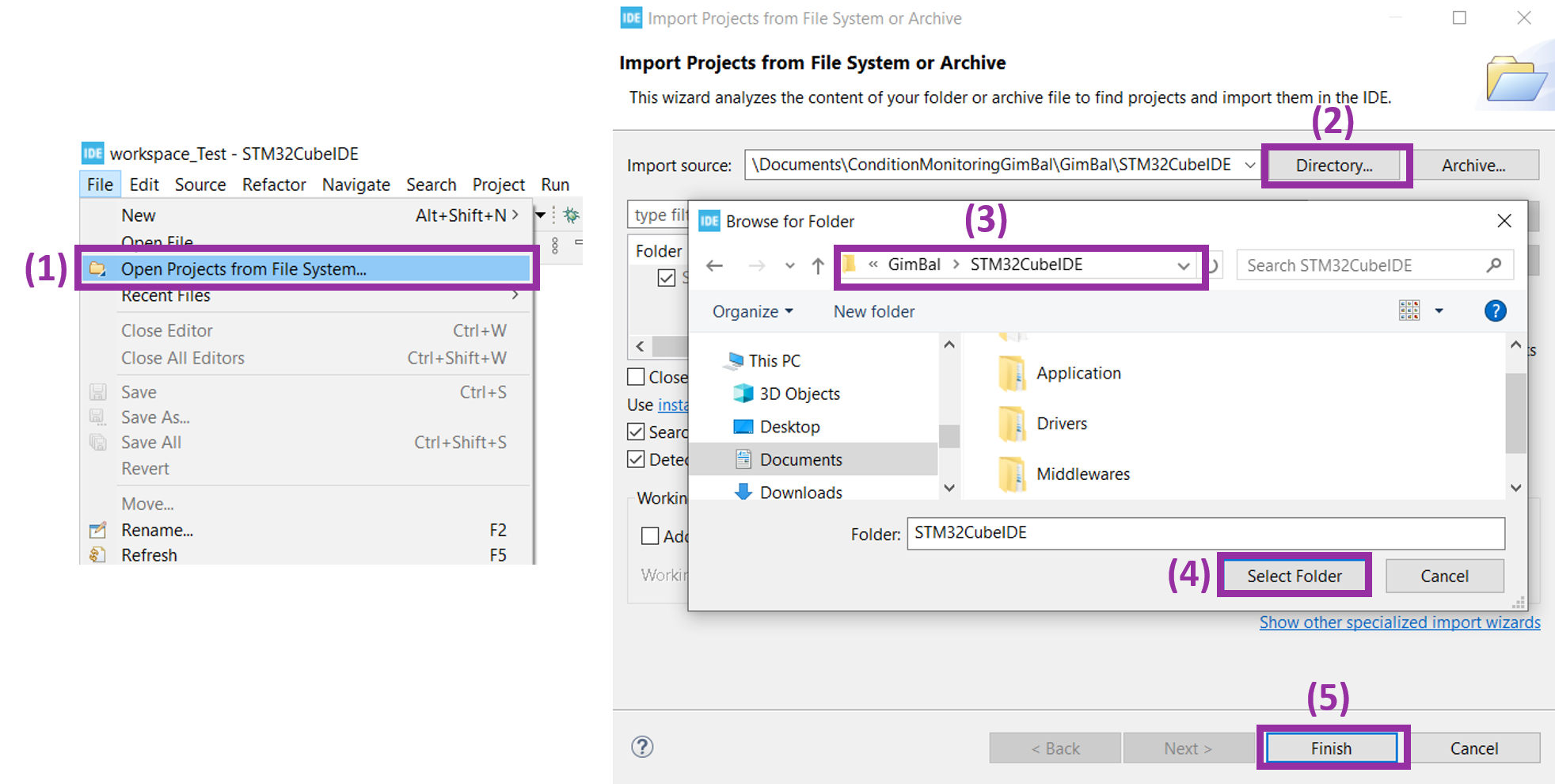 Importing Motor Control project in STM32CubeIDE