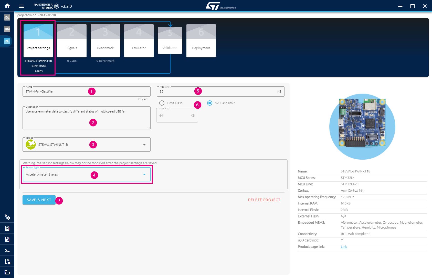 Project configuration for STWIN fan classifier