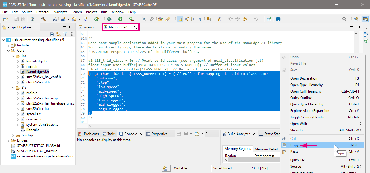 Copy buffer declaration from NanoEdgeAI.h for current sensing classifier