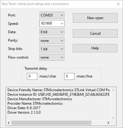 Tera Term Serial port setup