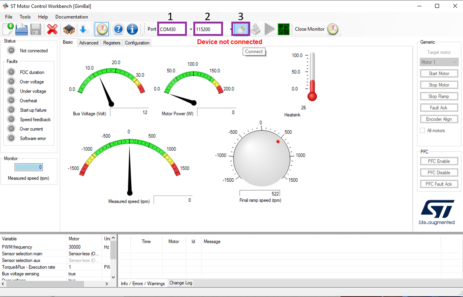 Connecting to the motor control board