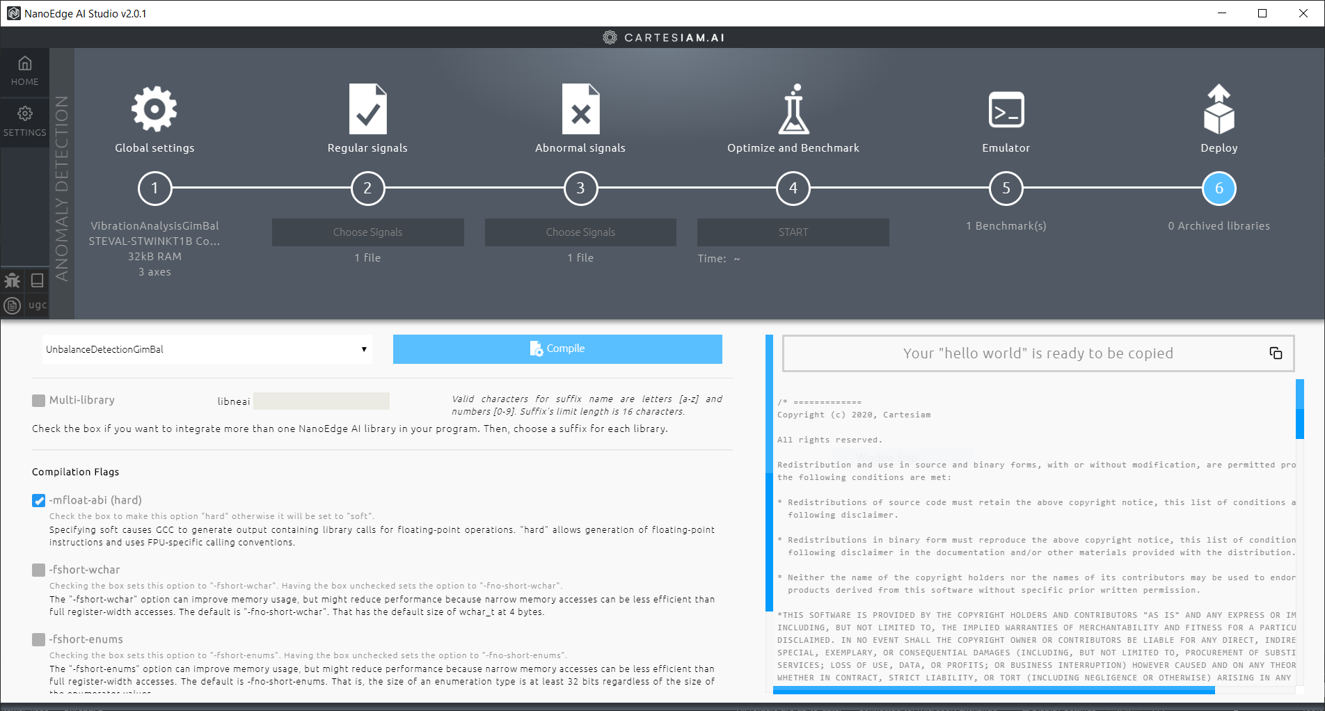 NanoEdgeTM AI library Generation