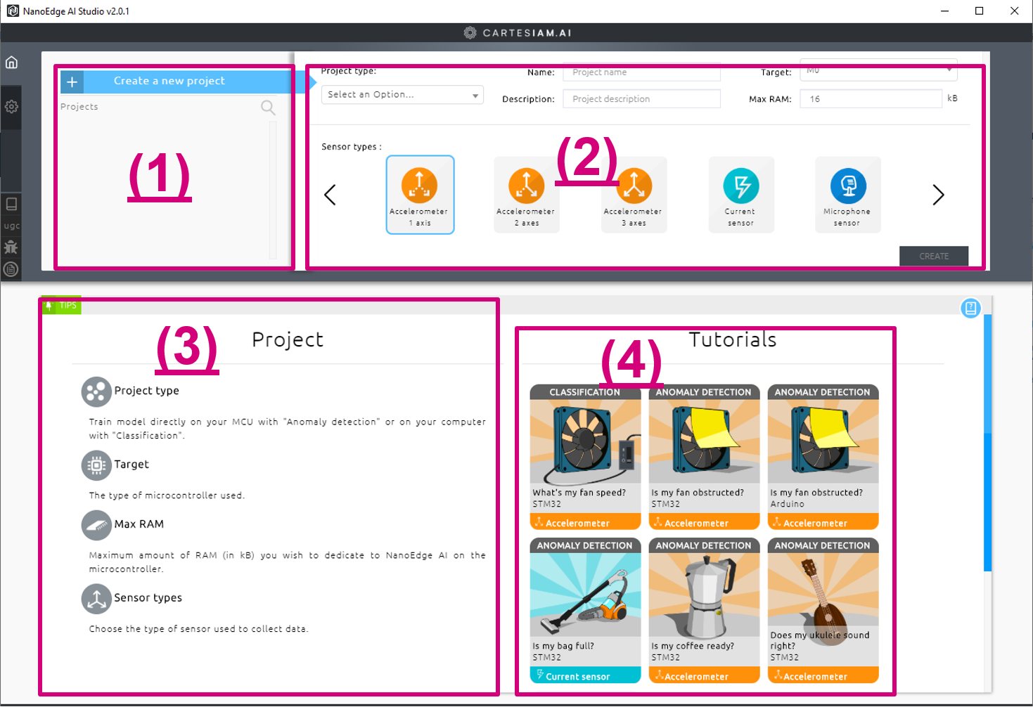 NanoEdgeTM AI Studio Main Window