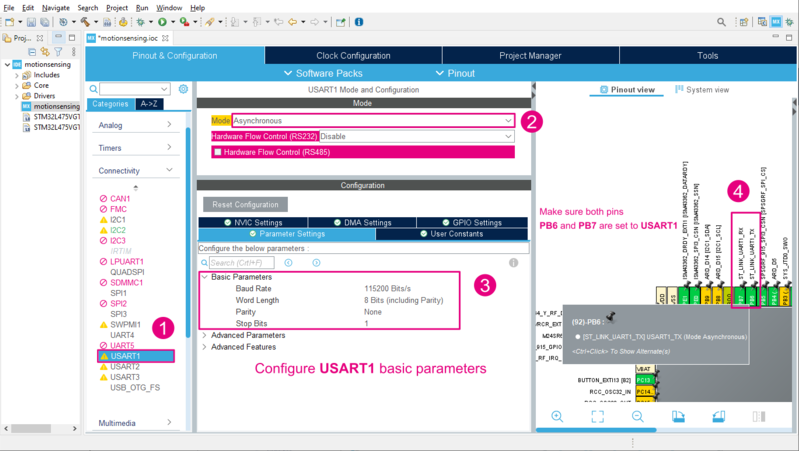 UART1 configuration