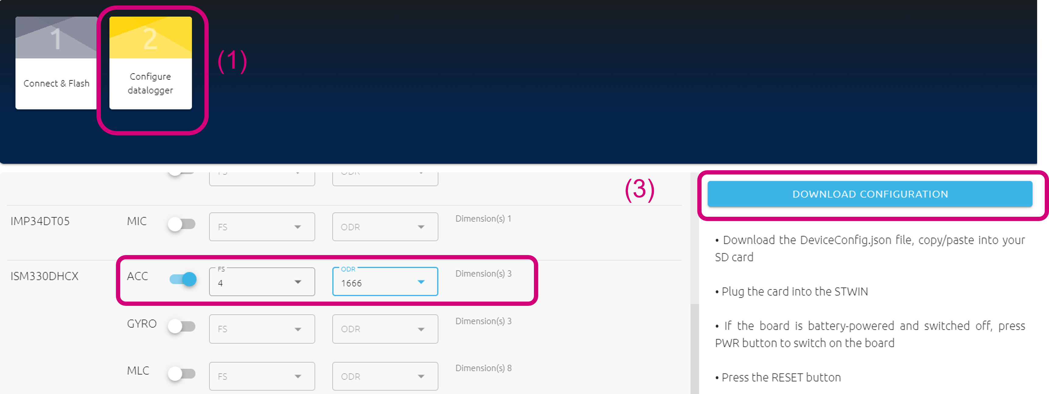 Creating DeviceConfig.json file from NanoEdge™ AI Studio