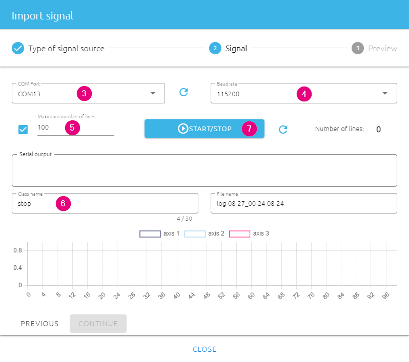 Configuration of datalogging via USB for STWIN fan classifier