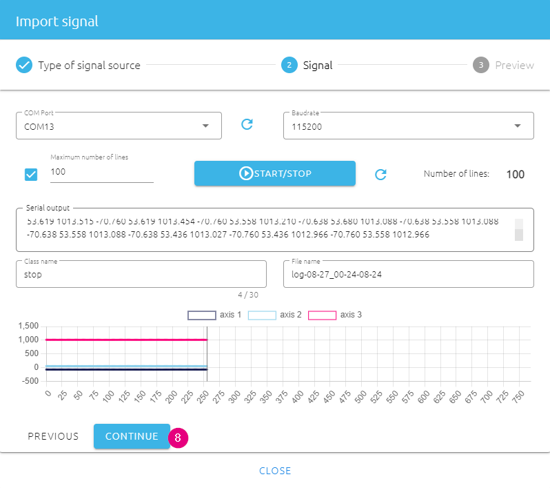 Datalogging for one class is finished for STWIN fan classifier