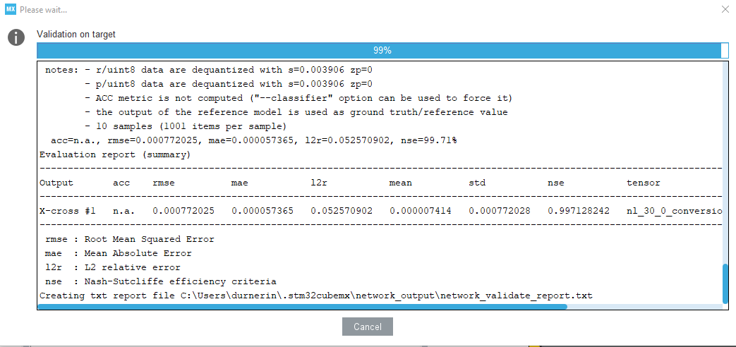 STM32CubeAI validation done