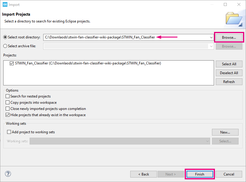 Import existing project into STM32CubeIDE