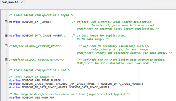 The flash layout file settings screenshot