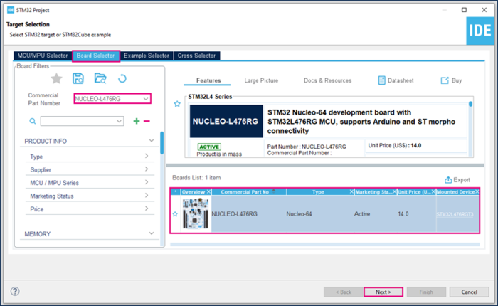 Select NUCLEO-L476RG board.png